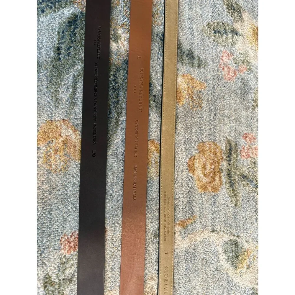 Banana Republic and Talbots Size Large Lot of 3 Synthetic Leather Belts